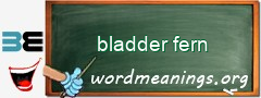WordMeaning blackboard for bladder fern